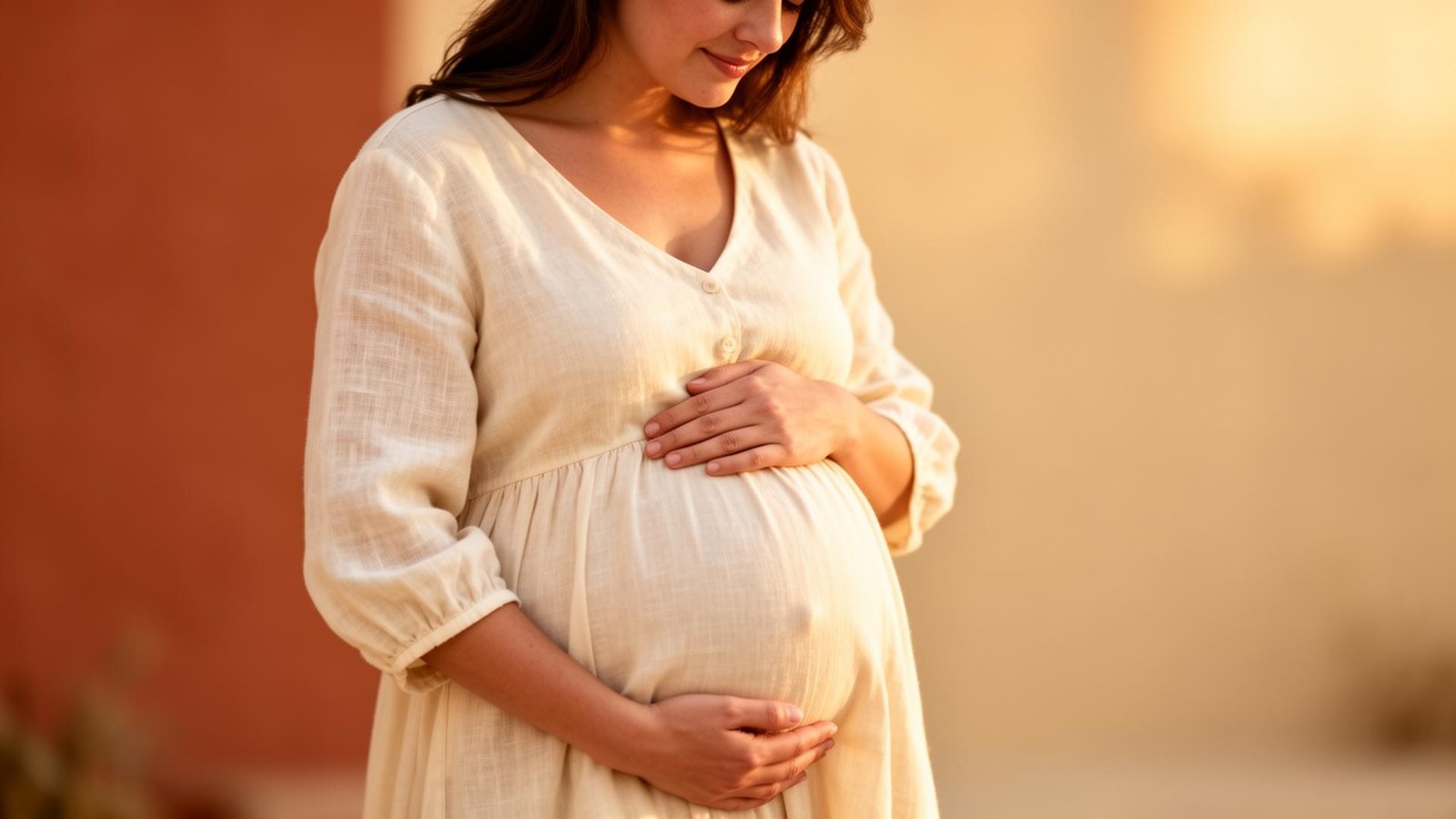 Mujer embarazada acariciando su barriga con ternura